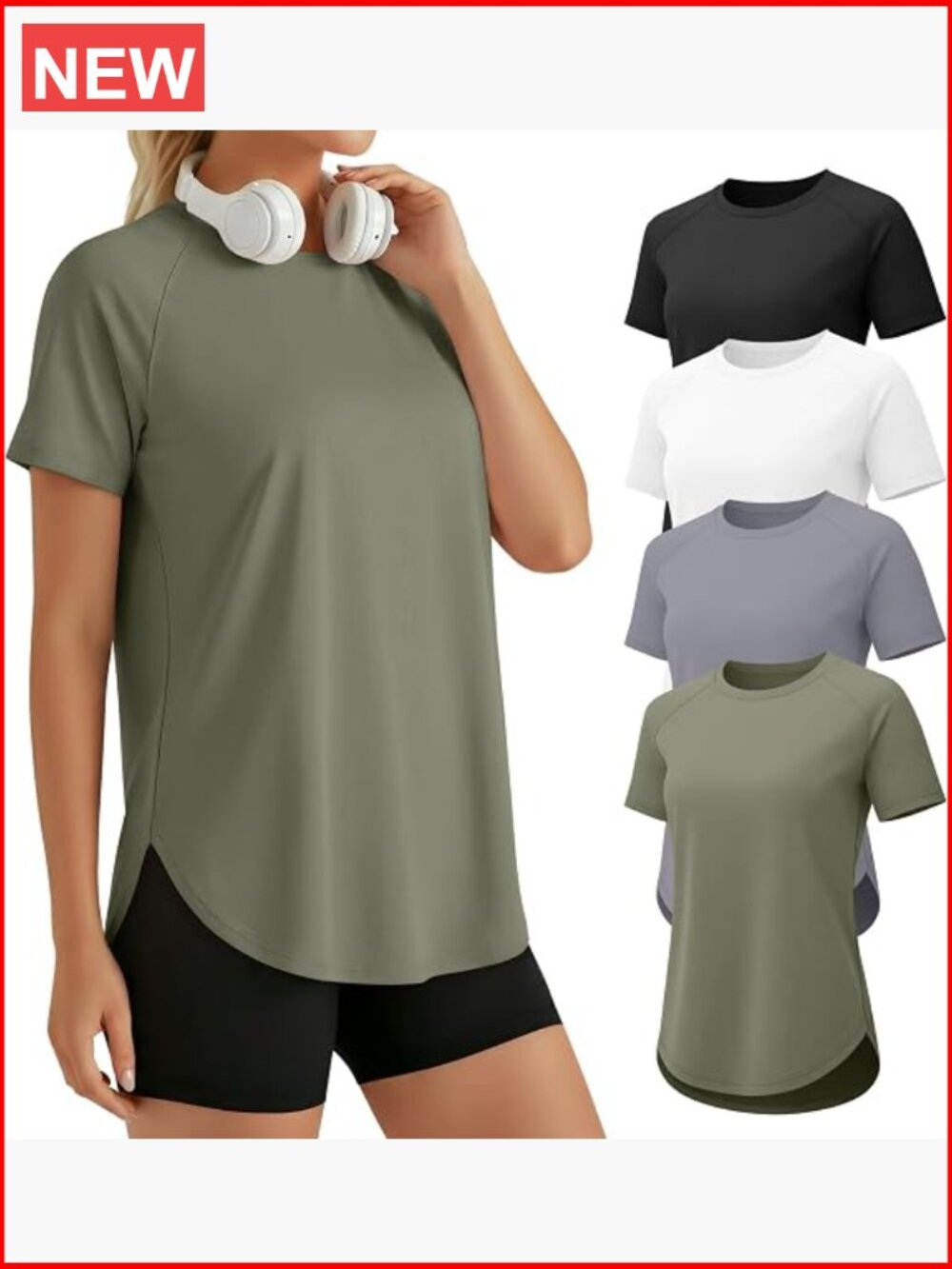 4 Pack Women's Quick Dry Athletic Tops Short Sleeve Loose Fit Yoga Running Tee